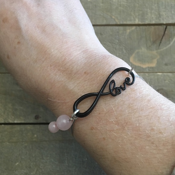 Silver Rose Quartz Love Bracelet - Picture 2 of 4